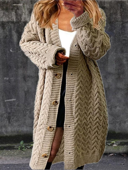 Chunky Knit V-Neck Women's Cardigan Sweater