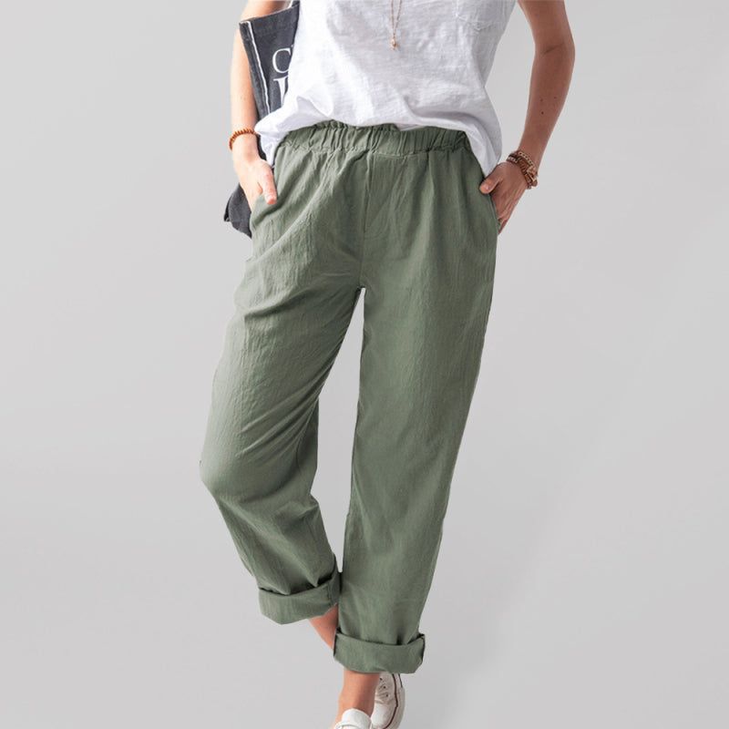 Women’s Solid Loose Fit Pants with Side Pockets in 9 Colors, S-1XL - Wazzi's Wear