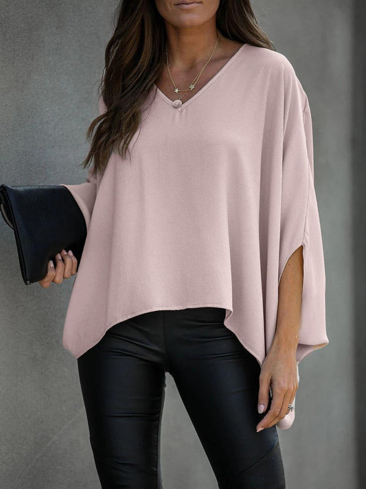 Women's Blouses Loose V-Neck Dolman Sleeve Chiffon Blouse - Blouses - Instastyled | Online Fashion Free Shipping Clothing, Dresses, Tops, Shoes - 15/07/2022 - 20-30 - BLO2207151774